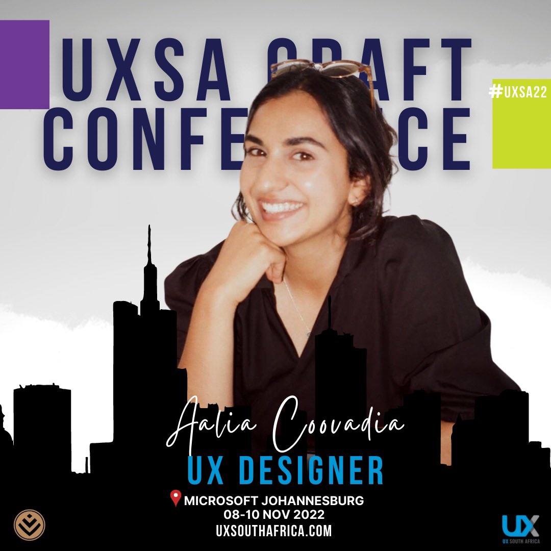 UXSouthafrica's tweet photo. 🎤 meet the speaker 🎤

⭐️ Aalia Coovadia | UX Designer 

⭐️ Join us for her talk on: 

Deliberate environmental design to put patients in a more receptive state for treatment

#UXSA
#UXSAJHB22
#UXSAConf22

#ux #uxdesign #uxdesigner #uxresearch #uxnucleus #uxuidesign #uxseries https://t.co/vdli5r70YF