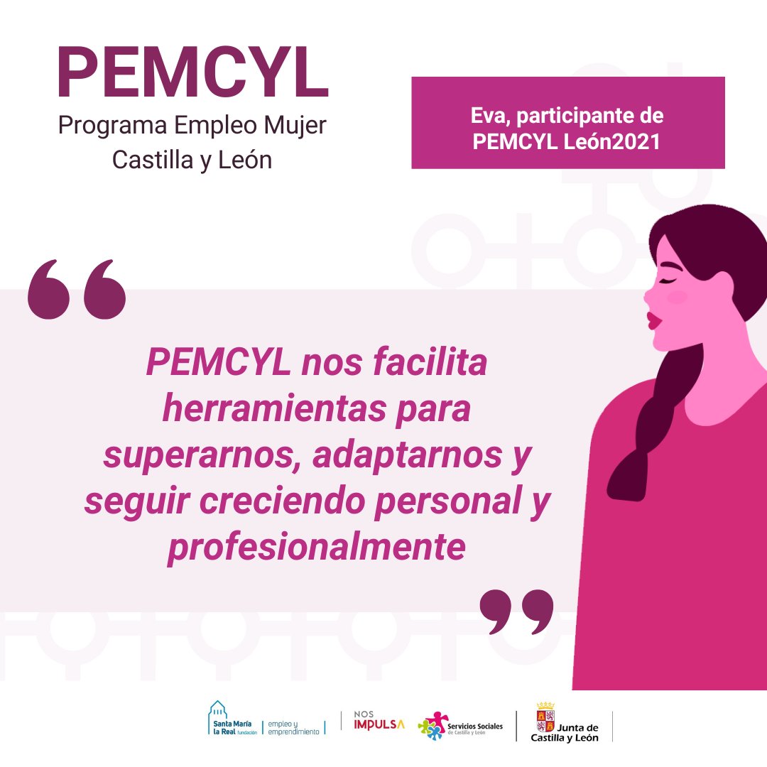 AreaEmpleoFSMLR's tweet photo. 🗨️🙋‍♀️"#PEMCYL nos facilita herramientas para superarnos, adaptarnos y seguir creciendo personal y profesionalmente”, nos cuenta #Eva, participante de #León➕https://t.co/Sk7YWdZYAS

💜Si tú también buscas mejorar tu #empleabilidad🙋‍♀️ ¡Participa!📥➡https://t.co/dUAtptCzPb https://t.co/tM9LRcAVKf