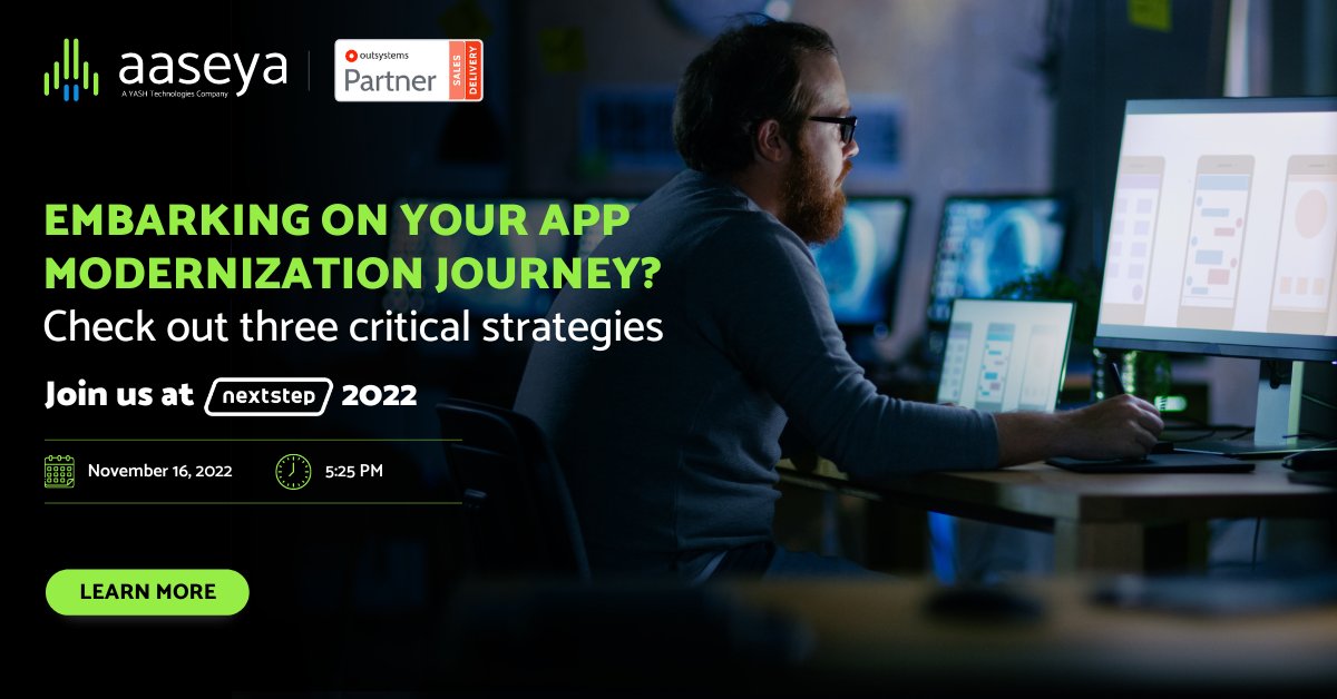 AaseyaIT's tweet photo. Discover how a #lowcode driven incremental approach can help build, deploy & manage DX while maximizing existing infrastructure. Join us at #NextStep2022 on November 16, to get more insights.
Download whitepaper: https://t.co/jZKMnifX3q
Register here: https://t.co/Jj7yMjoJVY https://t.co/pFBwsUDUHQ