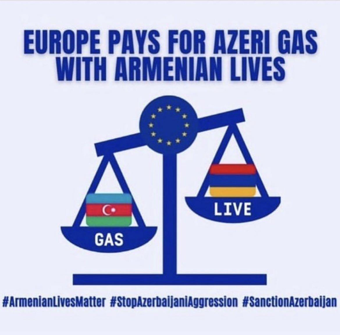 ChMirzoyan's tweet photo. L’#Armenie 🇦🇲meurt pour du gaz #Azerbaïdjanais financé par #UrsulaVonDerLeyen présidente de la #CommissionEuropéenne 🇪🇺. #SaveArmenia #ArmenianLivesMatter #AzerbaijanIsATerroristState  #StandWithArmenia #StopAliyev #Azerbaidjan #Europe #EuropeanCommission #Macron #France https://t.co/7KrRaQS1Dq