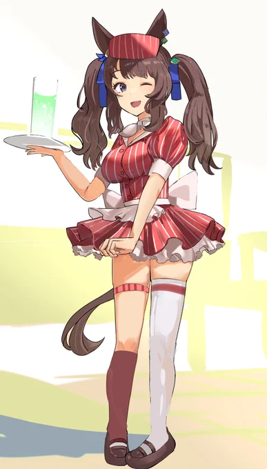 #ウマ娘
うぇーいいらっしゃせー--

トーセンジョーダン アメリカンウェイトレスコス 