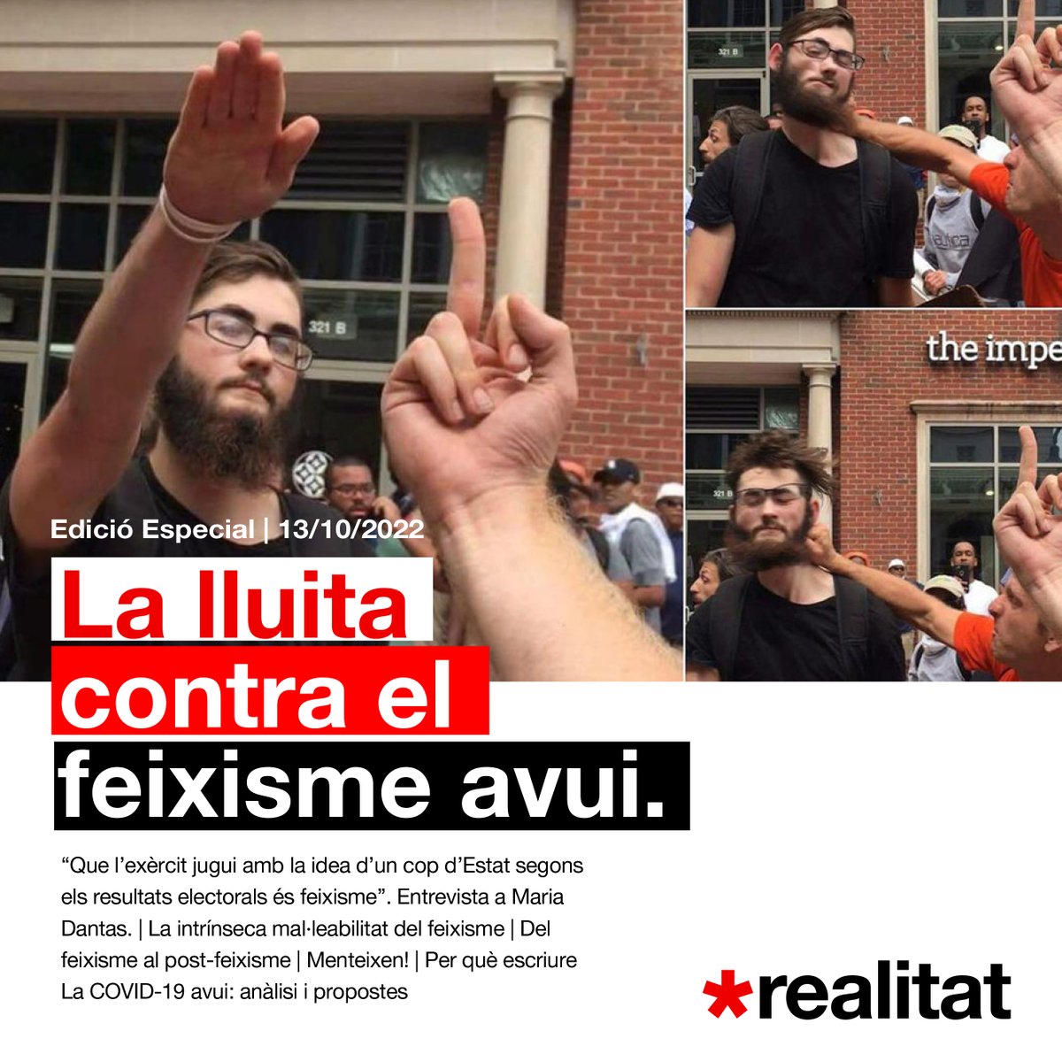 larealitat's tweet photo. ‼️NOVA EDICIÓ especial antifeixisme

💬 Avui analitzem el nou feixisme, però també parlem de la manipulació mediàtica contra Cuba, la importància de l’escriptura i la COVID-19 en l’actualitat.

📱Llegeix els articles a  https://t.co/wgIAbw60zG

🧵FIL amb el sumari https://t.co/MTt21MOwVL