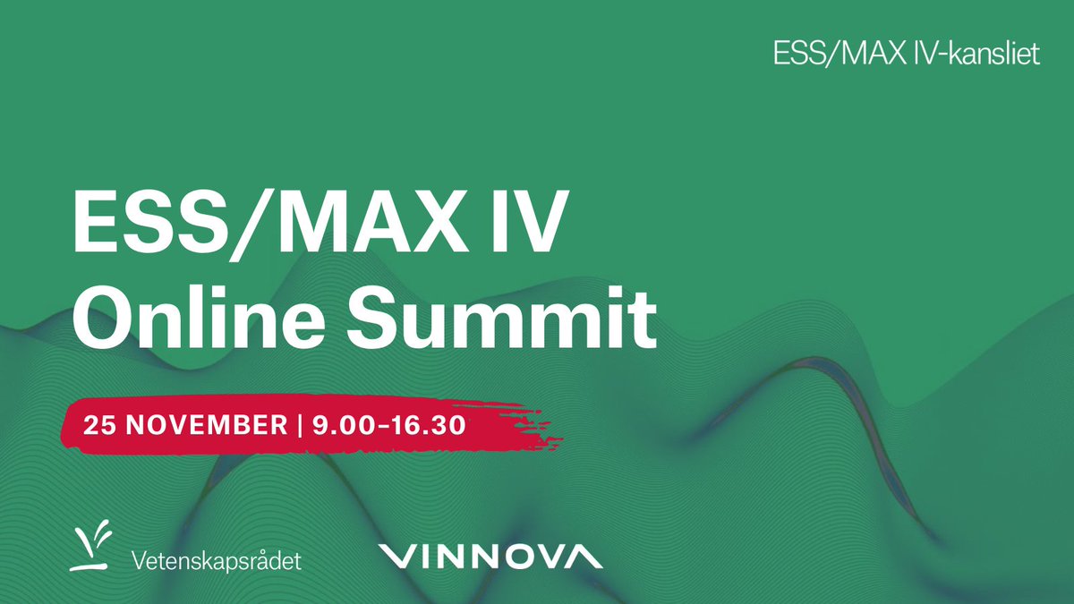 Pandemic, war and climate change. Politics, industry and academia must solve the challenges. How? Join the ESS/MAX IV Summit 2022 to know. Register today! invajo.com/l/qeL6W7D88k #ESS #MAXIV <a href="/vinnovase/">Vinnova</a>