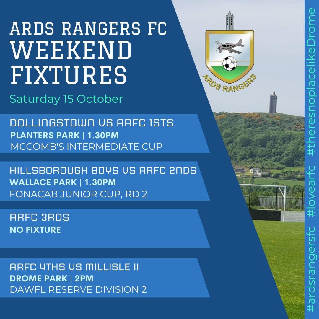 ardsrangersfc's tweet photo. #weekendfixtures #arfc1stteam #arfcWee2s #arfc3rds #arfc4ths #ardsrangersfc #lovearfc #theresnoplacelikedrome #goodluck https://t.co/JwzWoZzERD