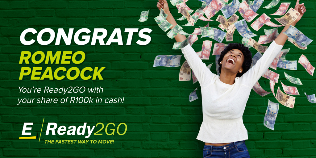 EuropcarSA's tweet photo. Congratulations to Romeo Peacock who completed the FREE, once-off registration of his Ready2GO account!
You have won R10 000 in cash!!!
Want to win your share of R100 000 in cash like Romeo?
Click here: https://t.co/jRsV3D4OFq
#Ready2GO #ExpressCheckOut #Ready2WIN #Europcar https://t.co/tveYruC77r