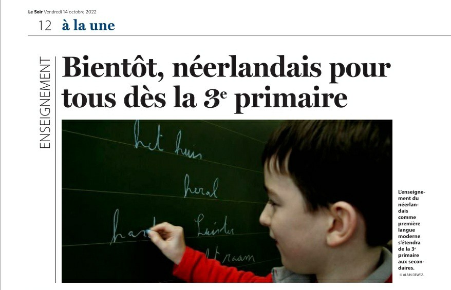 Décision très positive d'avoir le néerlandais pour tous dès la 3e primaire en Wallonie comme nous le demandions depuis longtemps. Développer le bilinguisme est une énorme richesse comme on le voit au Luxembourg. Maintenant faudra assurer les moyens pour réaliser ça #WeAreOne