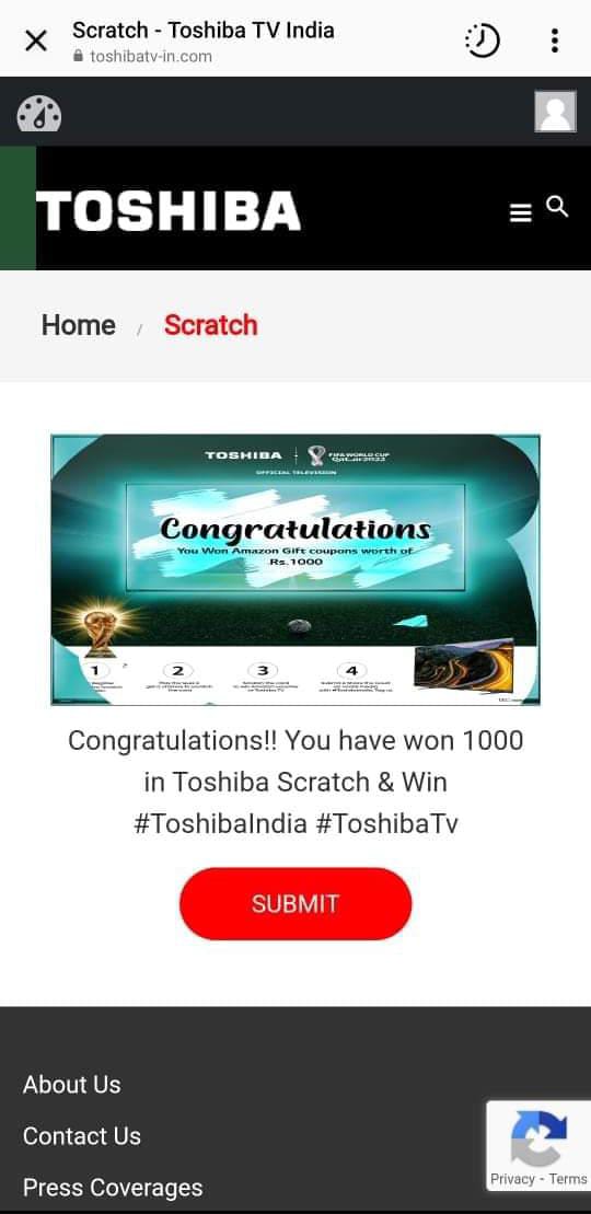 manjula_speak's tweet photo. Thank you @ToshibaTV_India ❤️❤️

Congratulations you have won the 1000 worth coupan #ToshibaTv #ToshibaIndia https://t.co/8VA4StOXdQ