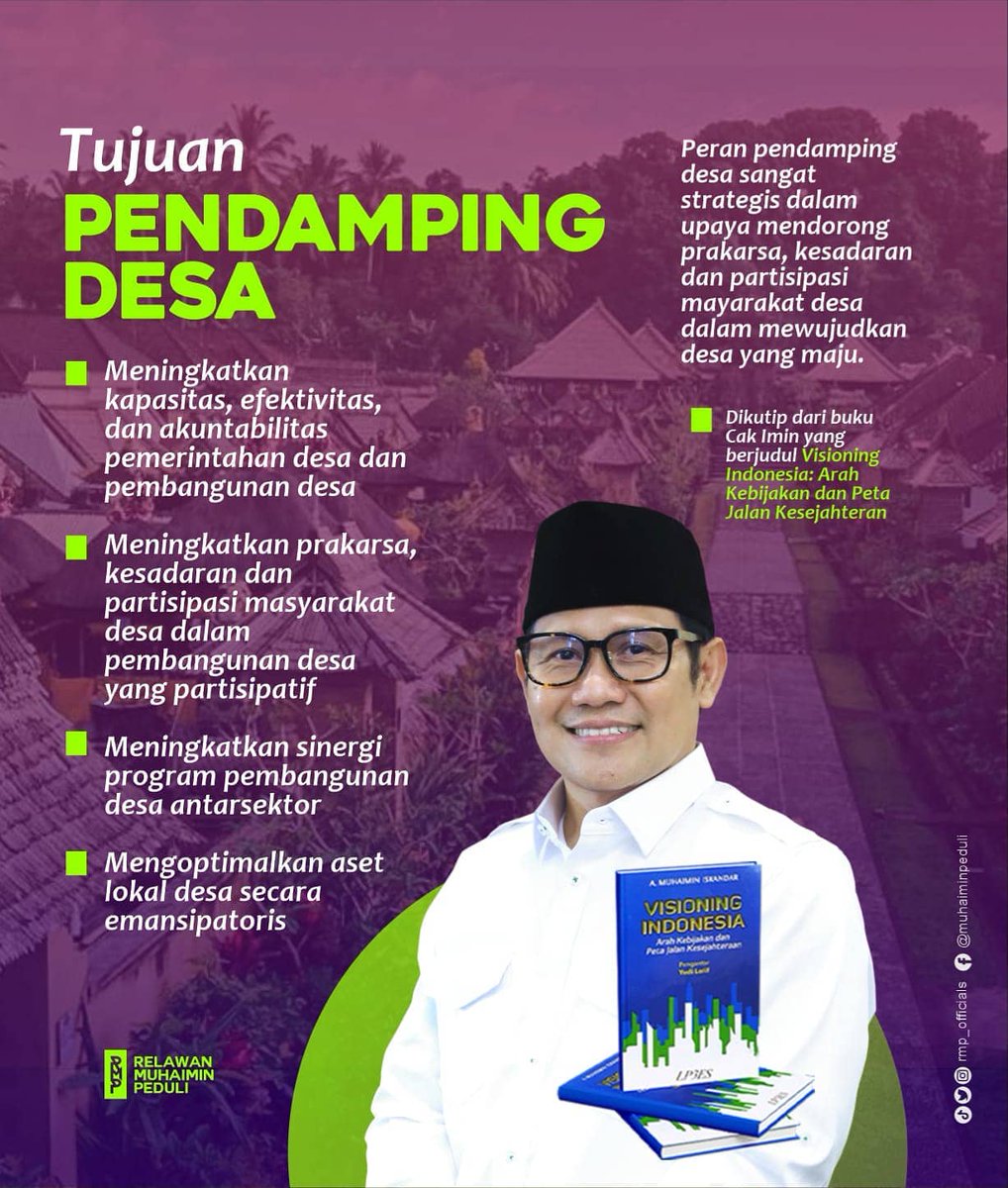 Buku Visioning Indonesia adalah bukti bahwa <a href="/cakimiNOW/">A Muhaimin Iskandar</a> punya perhatian khusus terhadap desa, karena membangun desa adalah membangun bangsa Indonesia 

#CakImin #GusMuhaimin #Muhaimin #MuhaiminIskandar #Capres2024 #Pilpres2024 #DesaBanggaBuatanIndonesia 
<a href="/dennyseptiviant/">denny septiviant</a>