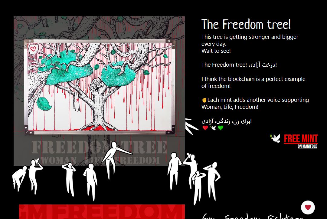 Art Everywhere!
 Fight Everywhere!
For Woman, Life, Freedom
The Freedom gallery on <a href="/0xDecaArt/">Deca 🟥 🟩 ⬛ 🟪</a>!

👉deca.art/DR/Freedom

✊💚🕊️❤️✌️
#MahsaAmini #Iran #freedom #NFTs #Nftcommunity #Nftfam