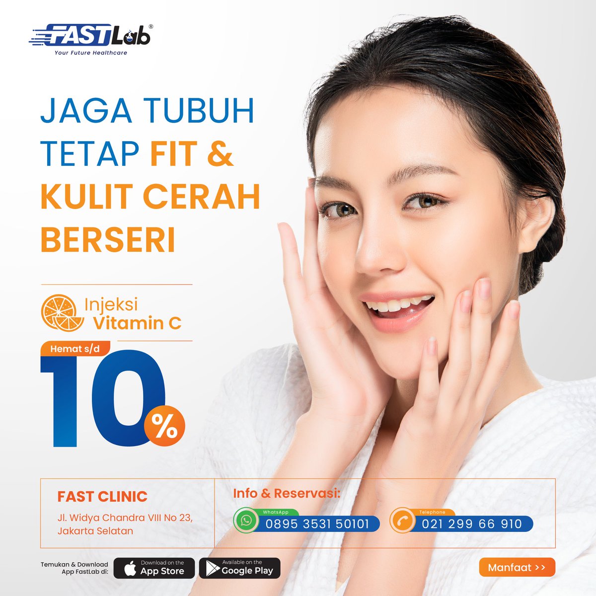 officialfastlab's tweet photo. Sudah memasuki musim penghujan, mari jaga kondisi dengan tingkatkan imunitas tubuh. FAST CLINIC menyediakan Paket Injeksi Vitamin C atau Infus Vitamin C agar tubuh kita tetap fit. https://t.co/LwWyBRWRLB