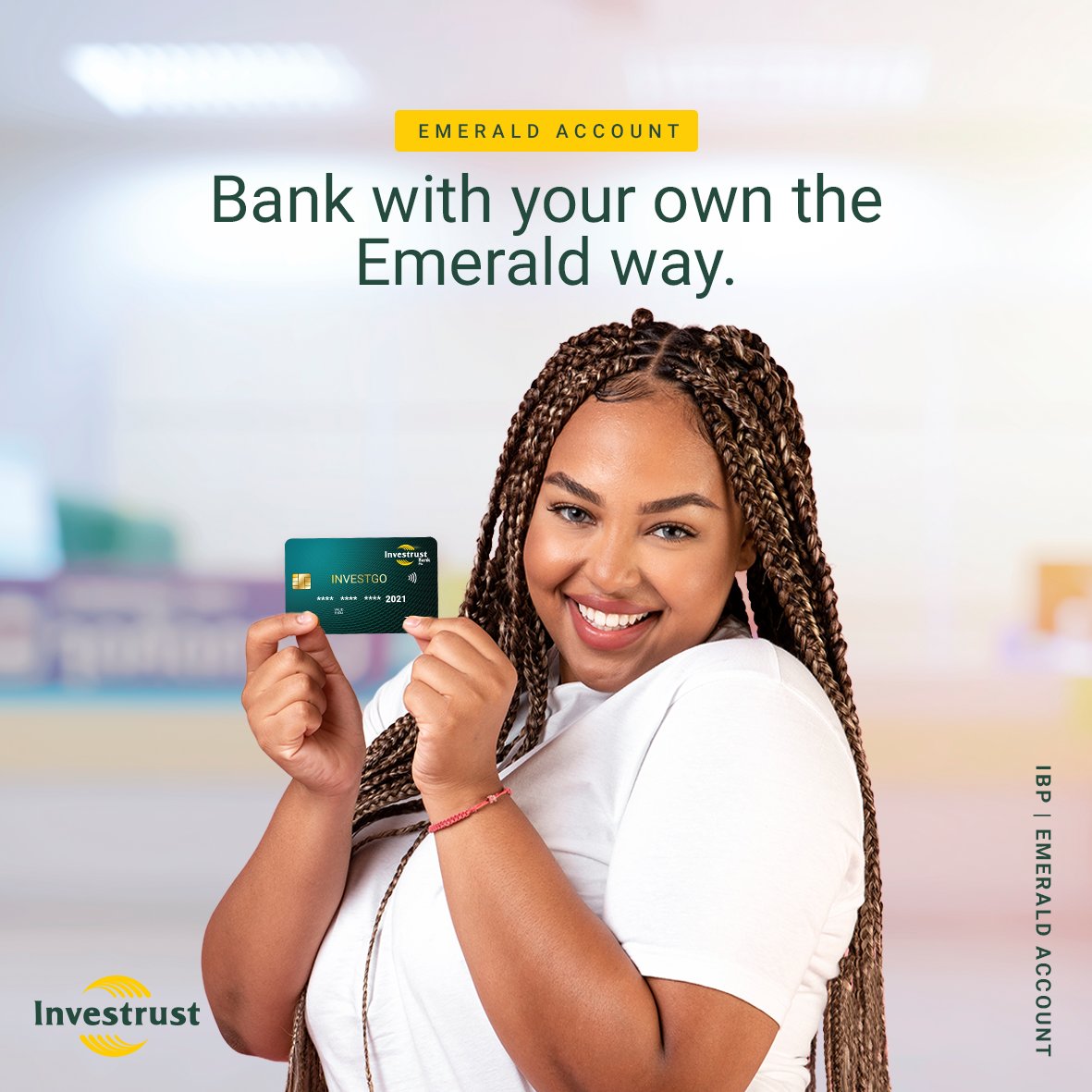 investrustbplc's tweet photo. Bank with your own the Emerald way. Open an Emerald Savings Account and start saving towards your financial goals today. #IBP #BankWithYourOwn https://t.co/MBI5Y0VN37