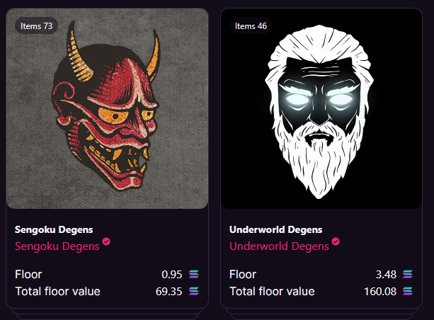 Starting my morning to shoop a little on <a href="/SengokuDegens/">Sengoku Degens</a> and @UnderworldsNFT my bags are not heavy yet, just a little. Have a nice weekend everyone <3 #Solana #SolanaNFT #NFTCommumity