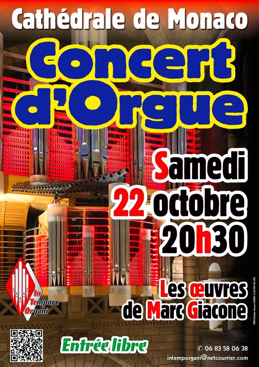 Concert d'orgue cathédrale de Monaco 22 octobre 2022 à 20h30. #Monaco #orgue #musique