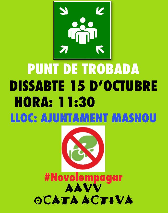 Per tot això, l'assemblea a decidit fer una concentració de protesta el proper dissabte, dia 15 a la porta de l'ajuntament, coincidint amb la visita del President de la Generalitat.
• Volem la gratuïtat de la zona verda pels veïns!! 
• Volem que se'ns escolti als veïns!!