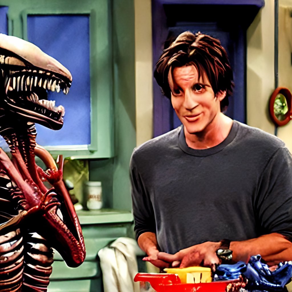 _RottingAway_'s tweet image. Alien Xenomorph as guest star in Friends
#Stablediffusion #stablediffusionart #stablediffusiongui #nmkd #ai #aigenerated