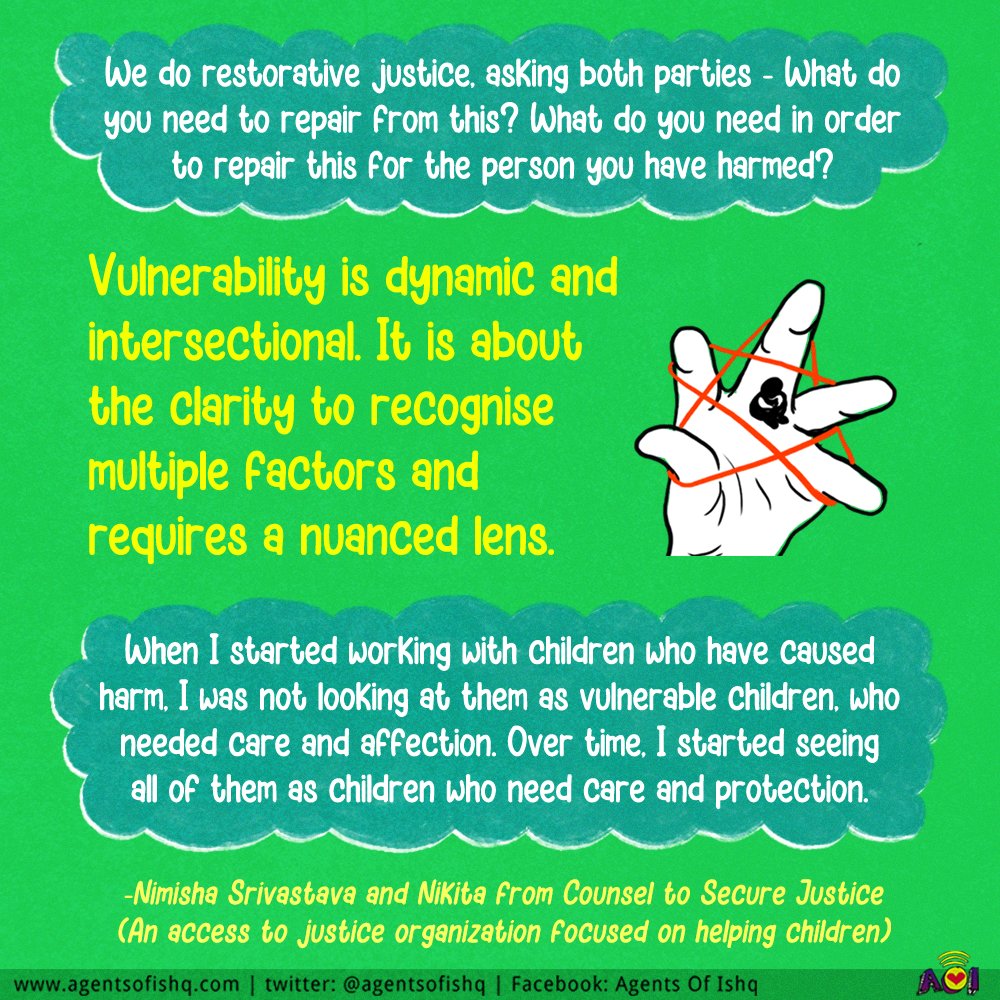 AgentsofIshq's tweet image. Asking people their needs can help understand the nuances of their vulnerability, say those who work at @india_csj 

#intersectionalwork #restorativejustice