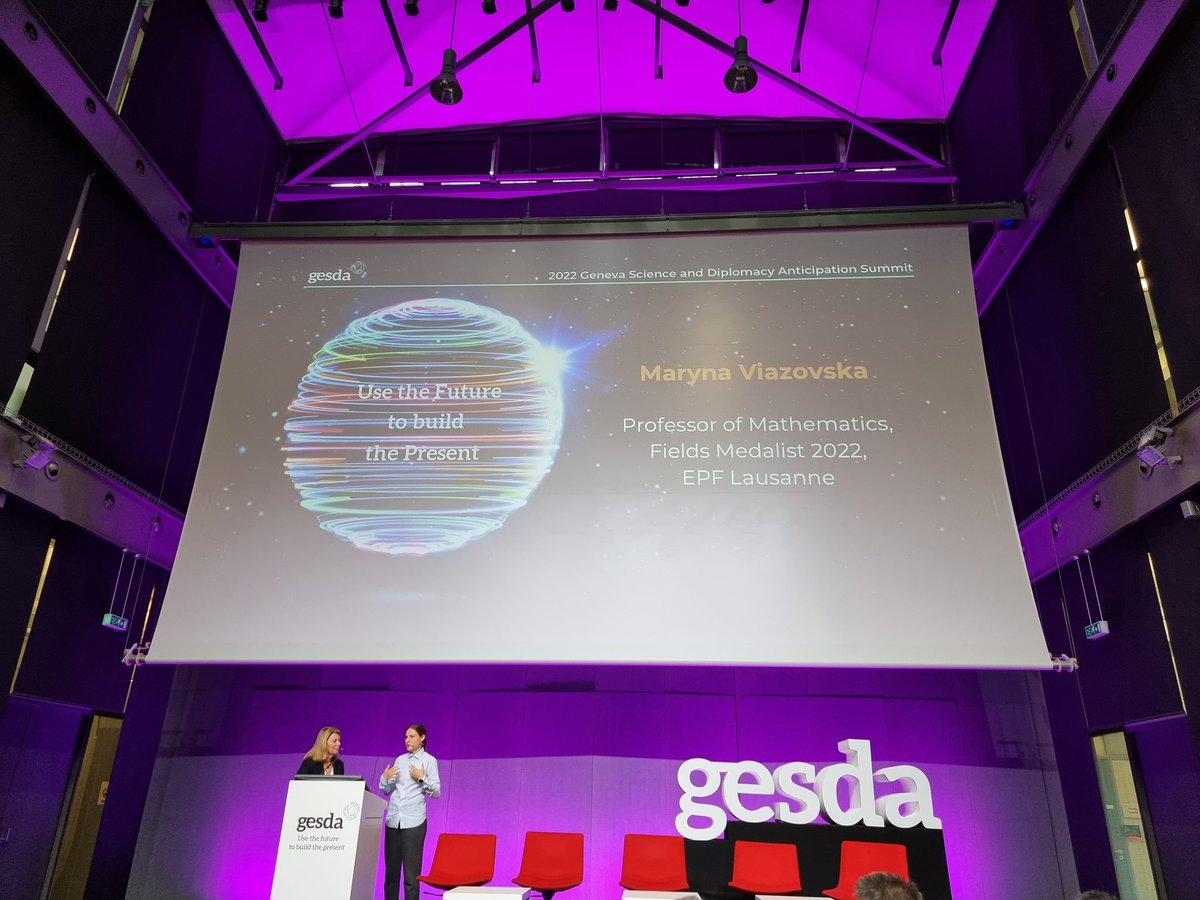 gravax's tweet photo. "Science is doing things that we don't know how to do. Industry is doing thing that we know how to do." #MarynaViazovska - mathematics teacher @EPFL during @GESDAglobal #GESDAsummit #gesda2022 #gesda22 #gesda https://t.co/6vZDJiYAY7