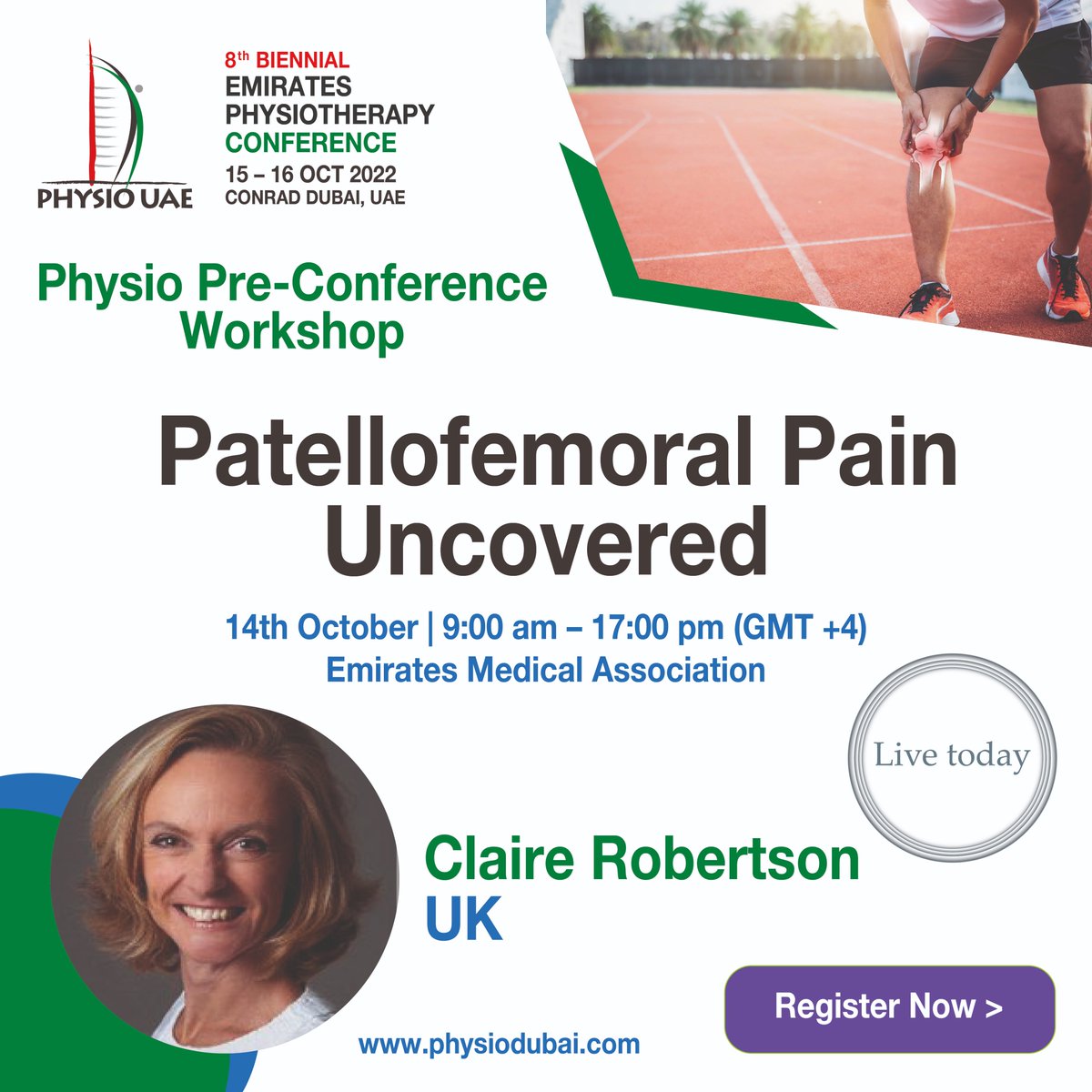 Physio UAE (@emirates_physio) on Twitter photo Join Claire Robertson for her Pre-Conference Workshop on Patellofemoral Pain Uncovered, Live Today at Emirates Medical Association on the 14th of October.
#physiotherapy #physicalactivity #physicalwellbeing #EPC22 <a href="/clairepatella/">claire robertson</a> Join Claire Robertson for her Pre-Conference Workshop on Patellofemoral Pain Uncovered, Live Today at Emirates Medical Association on the 14th of October.
#physiotherapy #physicalactivity #physicalwellbeing #EPC22 <a href="/clairepatella/">claire robertson</a>