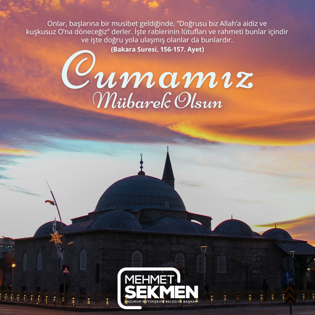 Onlar, başlarına bir musibet geldiğinde, “Doğrusu biz Allah’a aidiz ve kuşkusuz O’na döneceğiz” derler. İşte rablerinin lütufları ve rahmeti bunlar içindir ve işte doğru yola ulaşmış olanlar da bunlardır. (Bakara Suresi, 156-157. Ayet) Cumamız mübarek olsun. #HayırlıCumalar