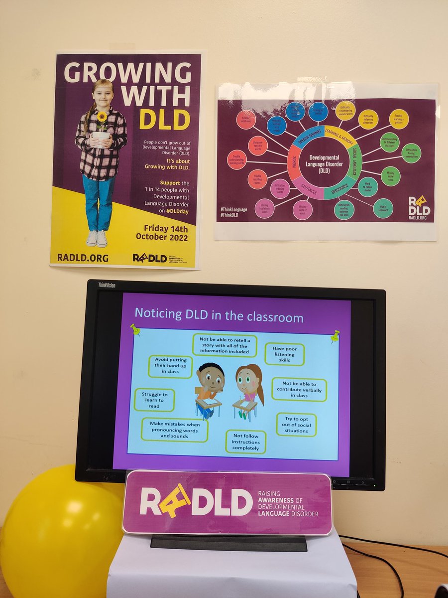 SineadRouine's tweet photo. Today is #DLDday ✨💜 We are looking forward to talking to the teachers in Dublin 11 about DLD. DLD affects approximately 2 students in every classroom. DLD starts in childhood, but doesn’t go away. It's about #GrowingwithDLD #DevLangDis @_shaunac22 https://t.co/tmyG0bdNiL