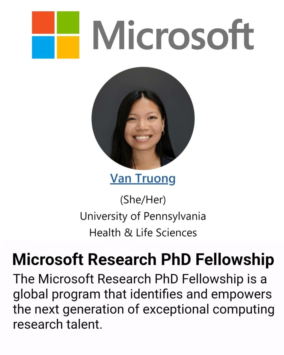 vantru0ng's tweet photo. Words cannot express what being selected for the 2022 Microsoft Research PhD Fellowship means to me!!! 🏆😭 

I want to thank my mentors who have written countless letters for me. Thank you for your advocacy &amp; support @MarylynRitchie @EJohnWherry @gershbrain @lishenlc @VTIMSDPREP https://t.co/uI15fcB0uM