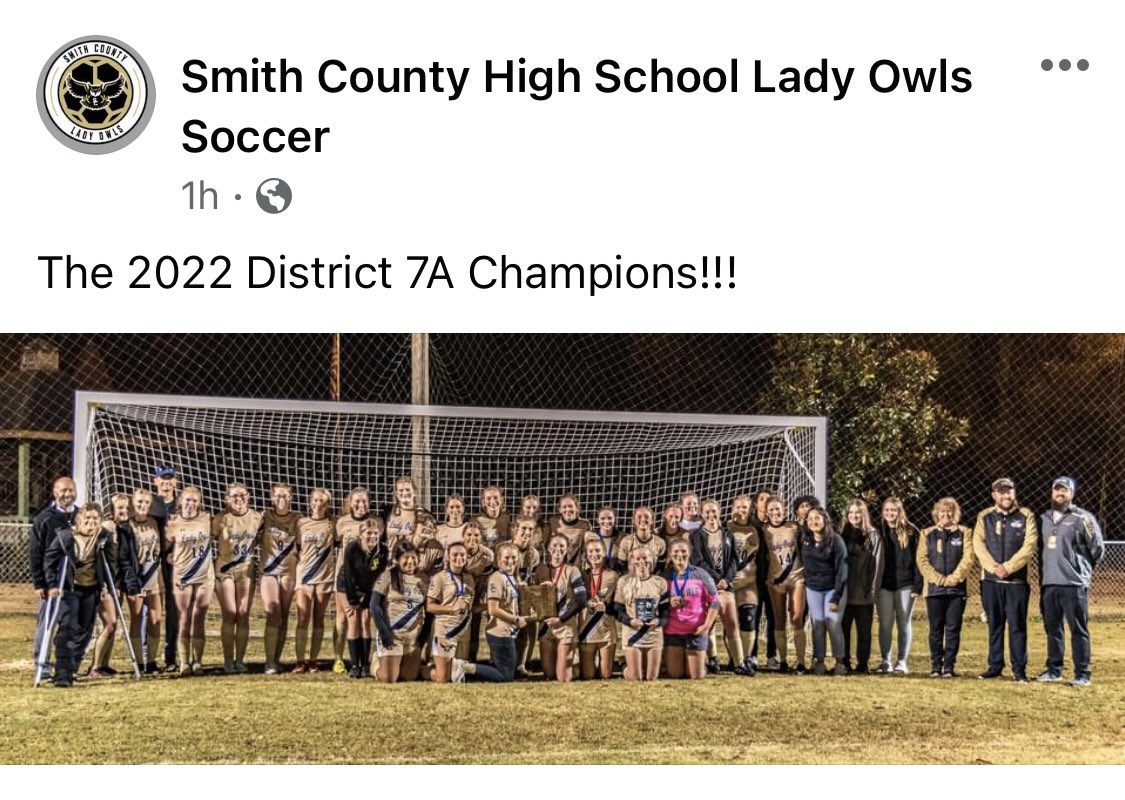 Carthage Courier Sports (@carcouriersport) on Twitter photo SMITH COUNTY LADY OWLS SOCCER: Congratulations <a href="/LadyOwls_Soccer/">SCHS Lady Owls Soccer</a> for taking home the District 7A title with a win over Watertown. The Lady Owls will host a Region 4A Semifinal on Tuesday, October 18. SMITH COUNTY LADY OWLS SOCCER: Congratulations <a href="/LadyOwls_Soccer/">SCHS Lady Owls Soccer</a> for taking home the District 7A title with a win over Watertown. The Lady Owls will host a Region 4A Semifinal on Tuesday, October 18.