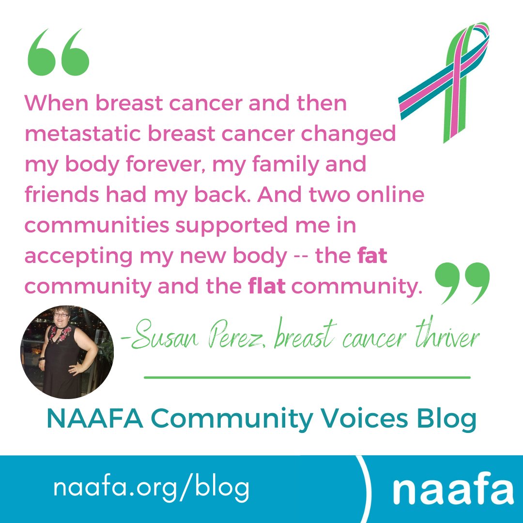 NAAFAofficial's tweet photo. NEW BLOG POST - Fat and Flat - On Breast Cancer & Body Love
Content warning: Discussion of cancer diagnosis and treatment
Susan Perez shares a very personal look into her journey.
https://t.co/oLxNZYeNQA
#breastcancer #metavivor #flatAF #bodylove #naafa #fatcommunity https://t.co/WxGxWejywl