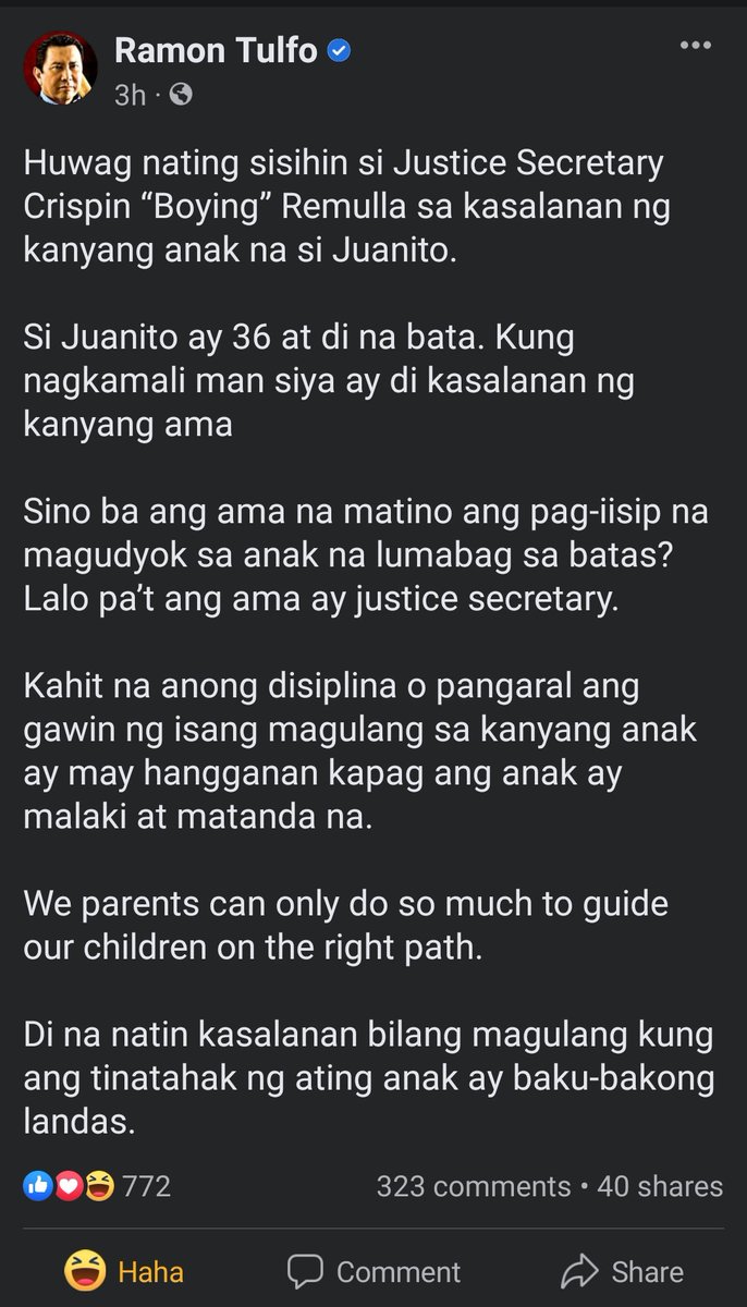 terio_garcia's tweet photo. Ladies and gentlemen, Ramon Tulfo. 👏
#BoyingRemullaResign https://t.co/HIDoQm4M3k