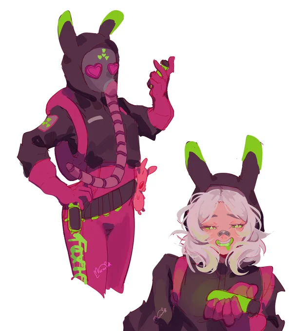 Day 12: radioactive and Day 13: PunkI have caught up#peachycharactober22 