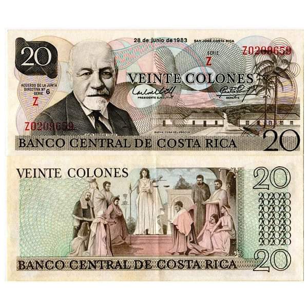 CRC1821's tweet photo. Billete de ₡20 emisión de 1983.
Con decirles que hasta sobraba plata cuando se usaba esa denominación en alguna compra. https://t.co/CeFInUw3a9