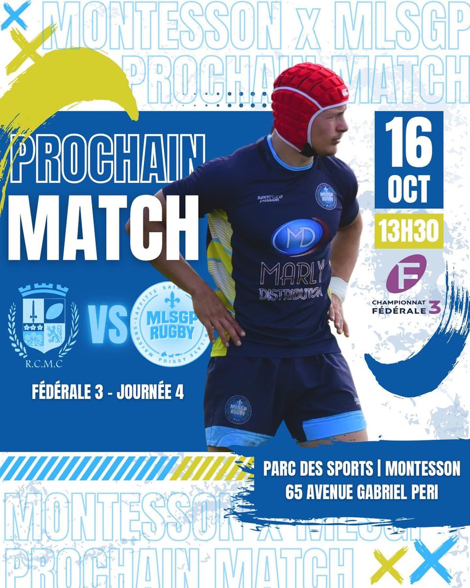 ⚔️ MONTESSON x MLSGP ⚔️

Comme le dit notre coach de la réserve, Hervé : DIMANCHE C’EST UN DERBY LES GARS ! ⚔️

🏆 FÉDÉRALE 3 - JOURNÉE 4
🆚 Rugby Club Montesson Chatou - RCMC
🏟️ PARC DES SPORTS | MONTESSON
⚔️ RÉSERVE : 13H30 
⚔️ PREMIÈRE : 15H00 

#mlsgp #mlsgp78 #mlsgpfamily