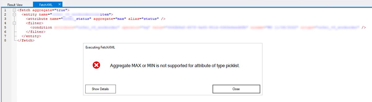 snodnipper's tweet image. Really did try hard here...but ultimately the filthy FetchXML _won&apos;t_ allow folks to aggregate on choice numeric values.
Devs: JUST GIVE US FRICKIN&apos; SQL!
#PowerApps #FetchXML #Garbage