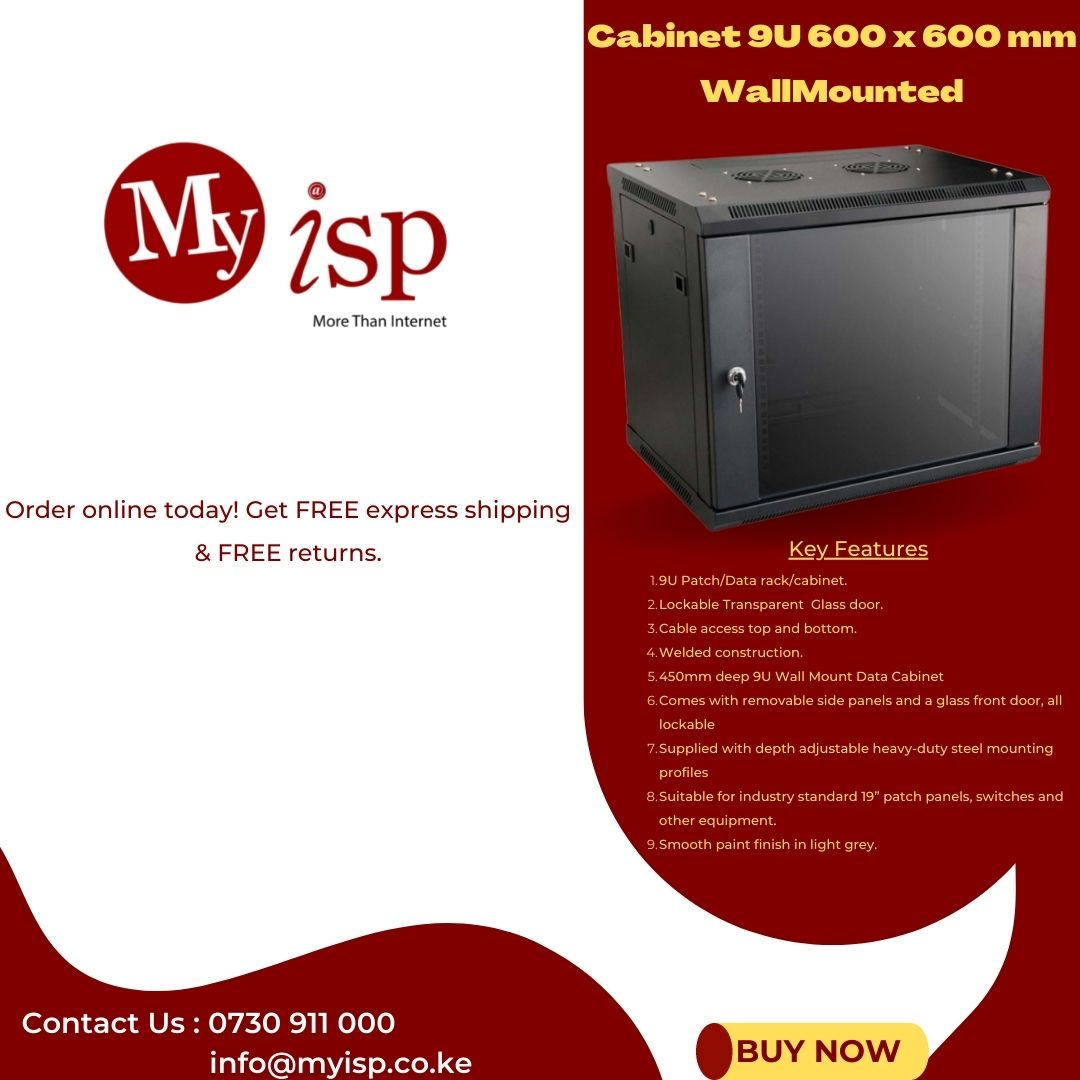 MyISPKenya's tweet photo. ✔️9U Patch/Data rack/cabinet.
✔️Lockable Transparent Glass door.
✔️Cable access top and bottom.
✔️Welded construction.
✔️450mm deep 9U Wall Mount Data Cabinet
Call us: 0730 911 000 or Email us:info@myisp.co.ke
#MyISP #Bestinternet #MoreThanInternet https://t.co/BQEasNLR7s