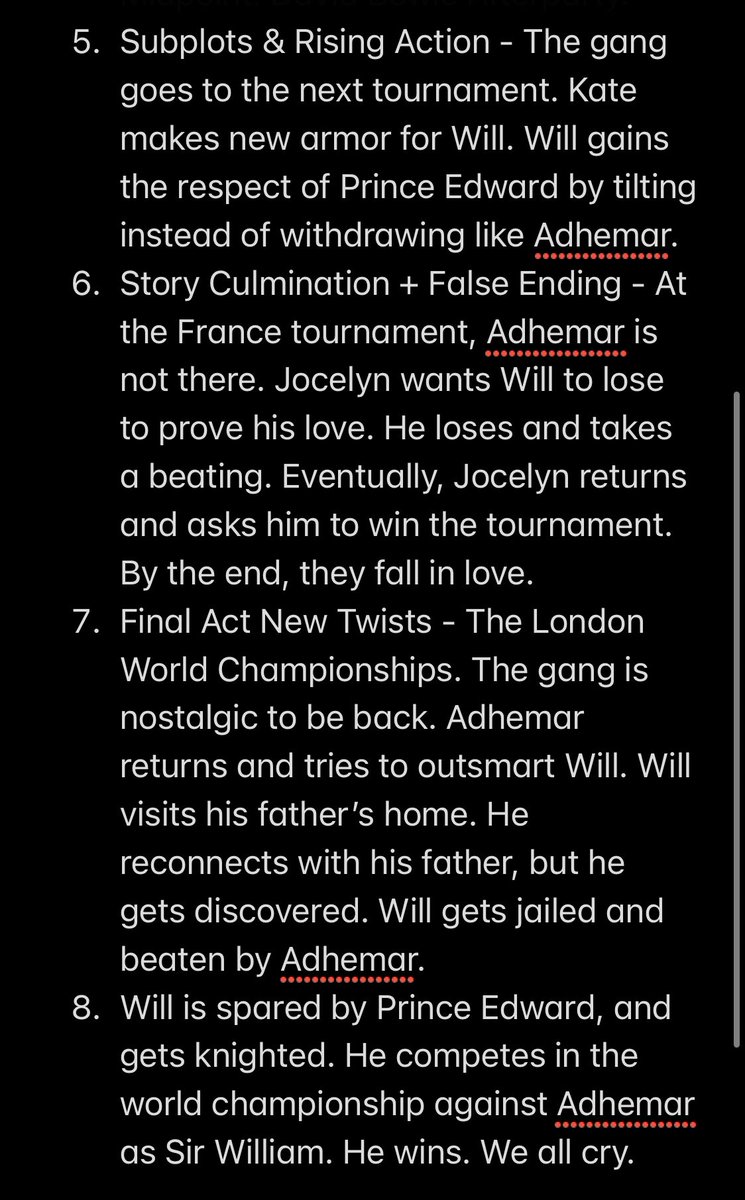 ZackMorrison18's tweet image. The 8 sequences of A Knight’s Tale. #screenwriting