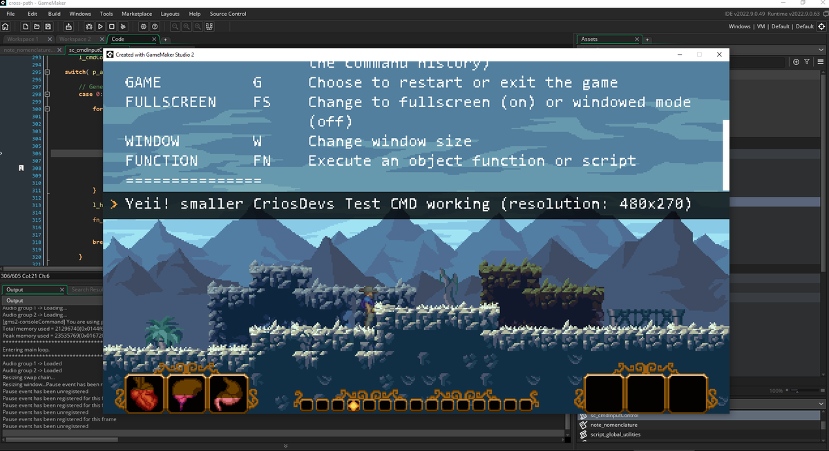 Momfus's tweet photo. #GameMaker #crossPath 

Already incorporate the new CMD test console in a low resolution game made by @CriosDevs 

@YoYoGames https://t.co/0WKhSMtccn