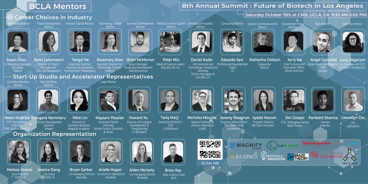 Team_BCLA's tweet photo. Only two days remaining till BCLA’s 8th Annual Biotech Summit! Check out the list of our mentors participating in our breakout sessions. 

RSVP: https://t.co/ymjyOx0xPw https://t.co/zcivZ5Nnlo