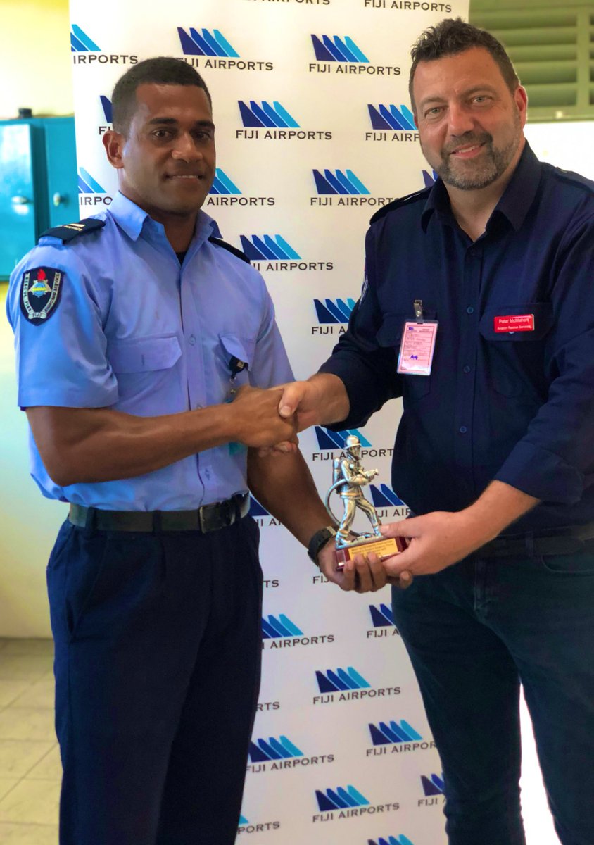 NadiAirport's tweet photo. Aviation Rescue Firefighter Bula Aisake was recognized for his attitude &amp; enthusiasm in the 10 day aircraft fire fighting training! Well done Firefighter Aisake! #ARFFS #FijiAirports 🚒✈️🇫🇯 https://t.co/L6yvEVHDjC
