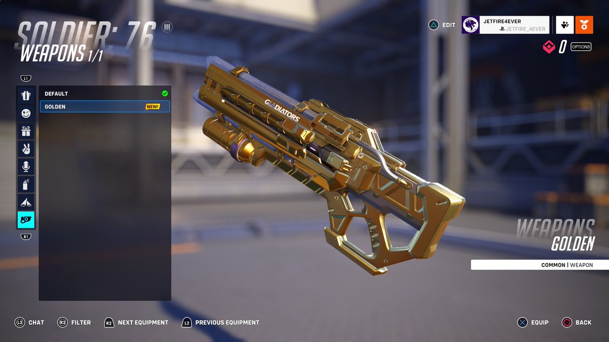 Jetfire_4Ever's tweet photo. The People Have Spoken!!! ....... ITS SOOOOOO SHINYYYYYYYYY!!!!! ^.^ #Gold76 Overwatch2 #FirstGoldWeapon #Soldire76 https://t.co/tCQTa2aCBS