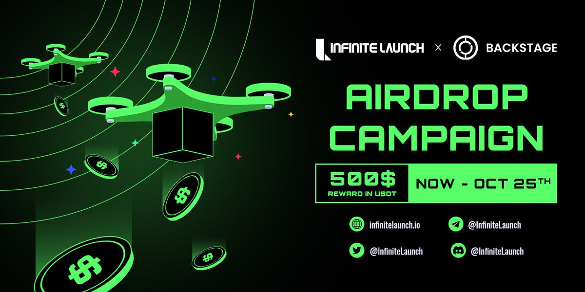 Infinite Launch (@infinitelaunch) on Twitter photo BACKSTAGE AIRDROP CAMPAIGN
In preparation for private sale of <a href="/BackstageBks/">BKSBackstage | Smart Tickets | RWA</a> on 17th Oct, we are thrilled to organize #Airdrop campaign
👉Join here
gleam.io/competitions/v…
🔥Total Prize: 500 USDT
🔥Total Winners: 20 participants
🔥Deadline: 2pm UTC 25th Oct
#metaverse #ILA #BKS BACKSTAGE AIRDROP CAMPAIGN
In preparation for private sale of <a href="/BackstageBks/">BKSBackstage | Smart Tickets | RWA</a> on 17th Oct, we are thrilled to organize #Airdrop campaign
👉Join here
gleam.io/competitions/v…
🔥Total Prize: 500 USDT
🔥Total Winners: 20 participants
🔥Deadline: 2pm UTC 25th Oct
#metaverse #ILA #BKS