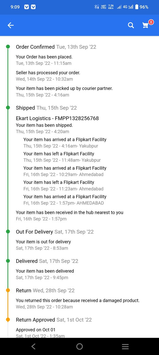 dharmeshpgajjar's tweet photo. @flipkartsupport  #flipkartscam #Flipkart
Today 13 October 2022
My order is 13September2022 
Ane product is damage i have a request replacement 18 September 2022  but replacement not received every time delivery date change but replacement not custom car not parfact solutionbed https://t.co/EYCs2t8P97