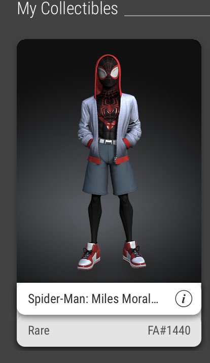 DigitalCollecT_'s tweet photo. Hello Miles…. 🤩 #Spider-Man #milesmorales #VeVecollectibles #1440 #SpiritualNumber #IYKYK #Marvel #SpiderMan #SheHulk  #digitalart #Message #vevefam #NFTCommunity #NFTs https://t.co/pzdpTHojTH