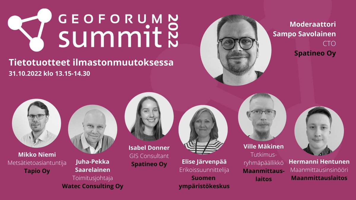 📢 Ilmastotavoitteiden toteuttaminen, kaupungistuminen ja luonnon monimuotoisuuden varmistaminen vaativat luotettavaa tietopohjaa!

Tule 31. lokakuuta kuulemaan, miten paikkatieto edistää vihreää kehitystä💎

Nähdään Messukeskuksessa!