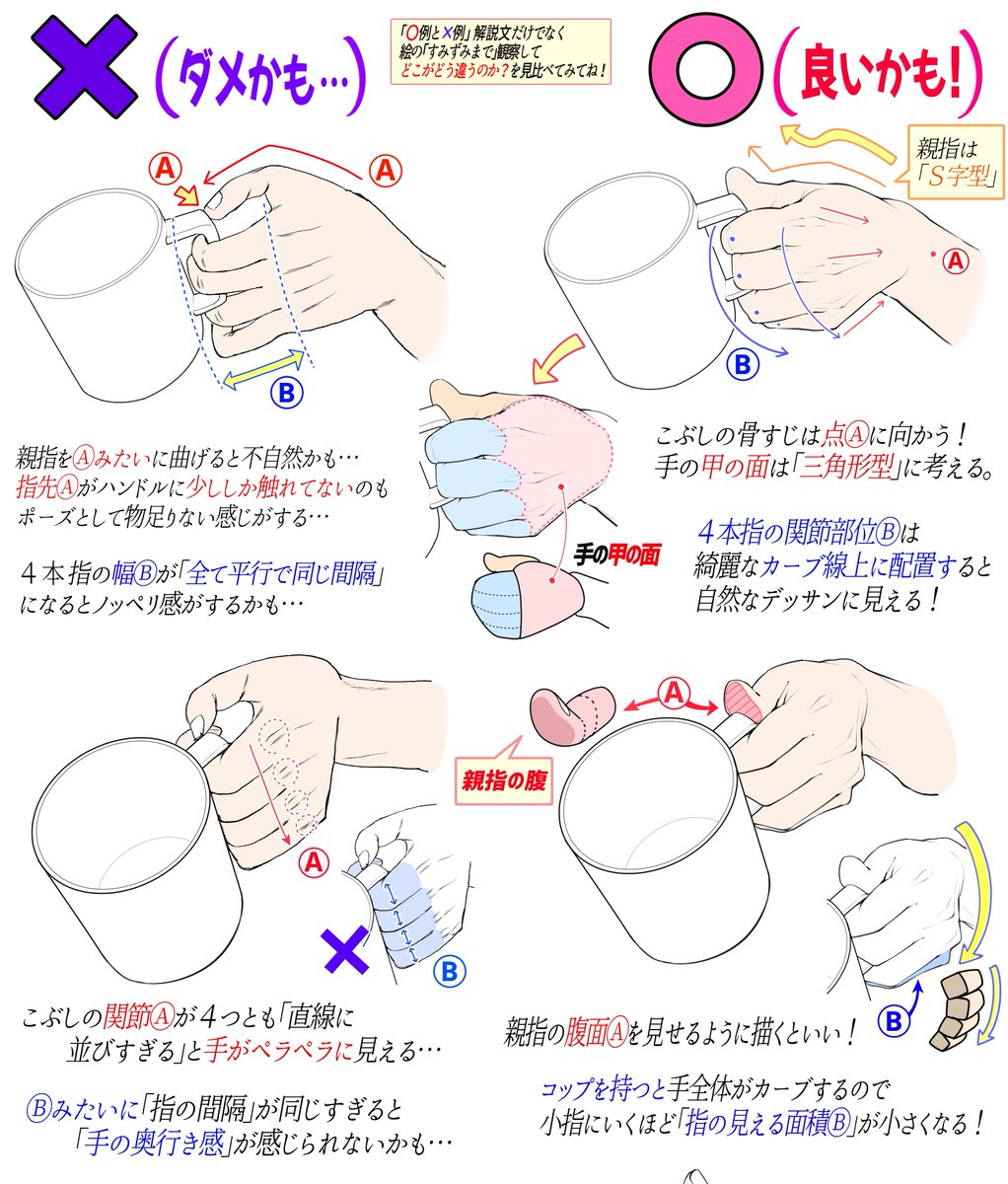 『コップを持つときの手』の描き方

「ダメかも❌」と「良いかも⭕️」

全4ページ講座はここから観れます⏬
https://t.co/q02eZL5WiM

✨500枚超えの講座がすべて見放題です✨ 