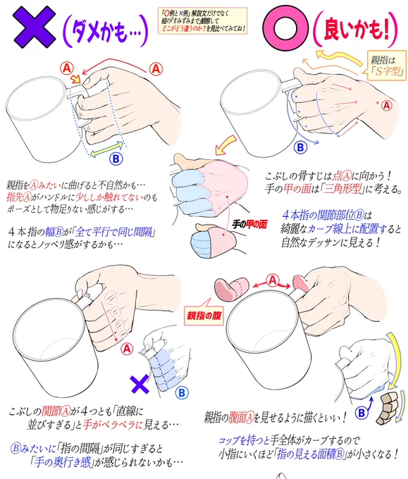 『コップを持つときの手』の描き方

「ダメかも❌」と「良いかも⭕️」

全4ページ講座はここから観れます⏬
https://t.co/q02eZL5WiM

✨500枚超えの講座がすべて見放題です✨ 