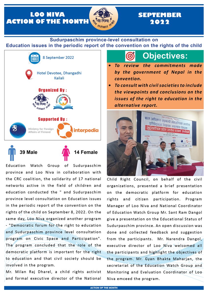 Loo Niva has published its Action of the Month September 2022.
For more details: Please Visit us on,
loonivachild.org.np/publications
instagram.com/loonivachild/
facebook.com/loonivachild