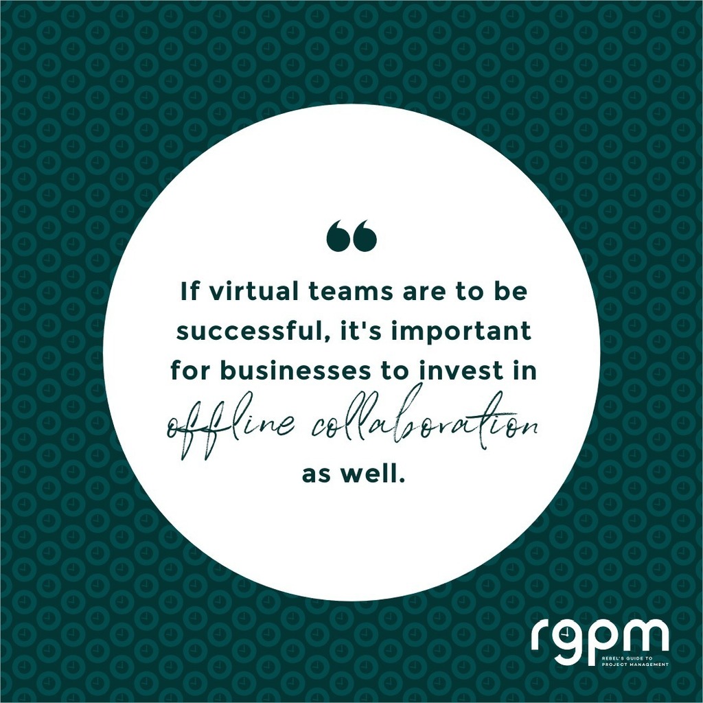 rebelsguidetopm's tweet photo. If virtual teams are to be successful, it's important to invest in offline collaboration as well. That's phone calls, meetings in person and social events (that are not on Zoom) because that's the best and fastest way to build trust.
#projectmanageme… https://t.co/Vi8BKNWAyF https://t.co/WNg8sAksPw