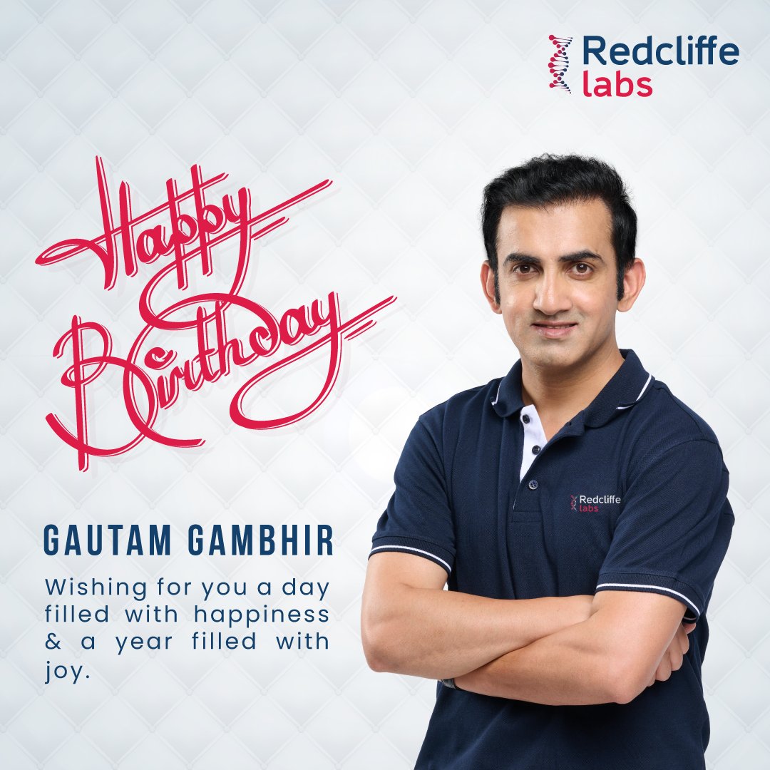 redcliffelab's tweet photo. On the birthday of our Brand Ambassador and fitness icon @GautamGambhir, Redcliffe Labs wishes him a beautiful day with good health and happiness forever!

#RedcliffeLabs #happybirthday #gautamgambhir #circketer #Gambhir #birthday #HealthCare #brandambassador https://t.co/p7qjSNhO4B