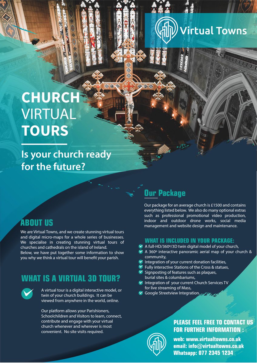 Virtual_Towns's tweet photo. Have you thought about future-proofing your parish? We have an amazing offer to help you do just that. For further info, drop us a DM. 🙏🙏🙏🙏🙏 
#DigitalTwins #VirtualPlaces #virtualtowns #churches
🐑🗝️💒🇻🇦☘️
@DownandConnor @dromore2016csw @Fernsdiocese @RaphoeDiocese @KANDLEi https://t.co/m4pKdI42no