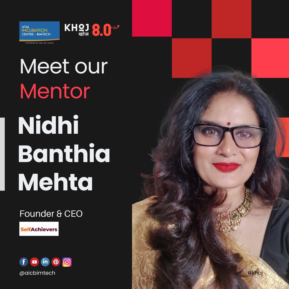 aicbimtech's tweet photo. The session of #KHOJ 8.0 was taken by Ms. Nidhi Banthia Mehta, Founder &amp; CEO Self Achievers.⚡ 

Know more about the program - https://t.co/rFKhToBZaF

#aicbimtech #aicbimtechprograms https://t.co/w7368JxQzR