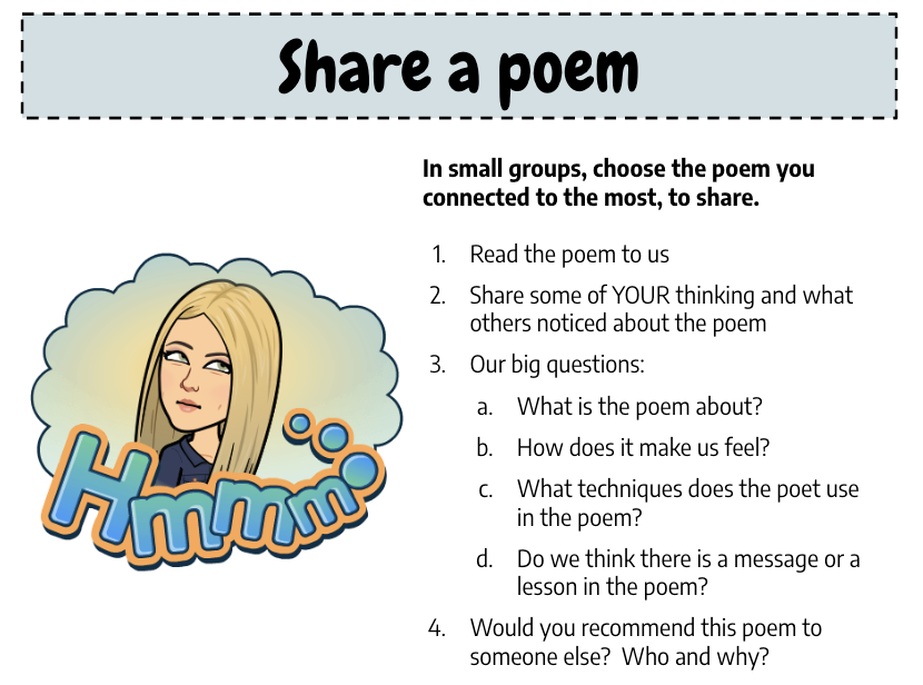 miri_munn's tweet photo. Sometimes you have a lesson that blows you away. Today's Gr 5 goal: to share what we 'notice' about poetry and I'll admit that I totally underestimated these #emergentbilinguals and their observations. One student 'I think poetry is like a work of art that everyone needs to see!' https://t.co/IKRSq1wGSJ